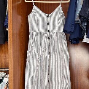 ATM Anthony Thomas Melillo Black and White Striped Midi Dress